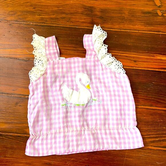 Vintage Other - Vintage French Toast gingham swan embroidered sleeve less tank top